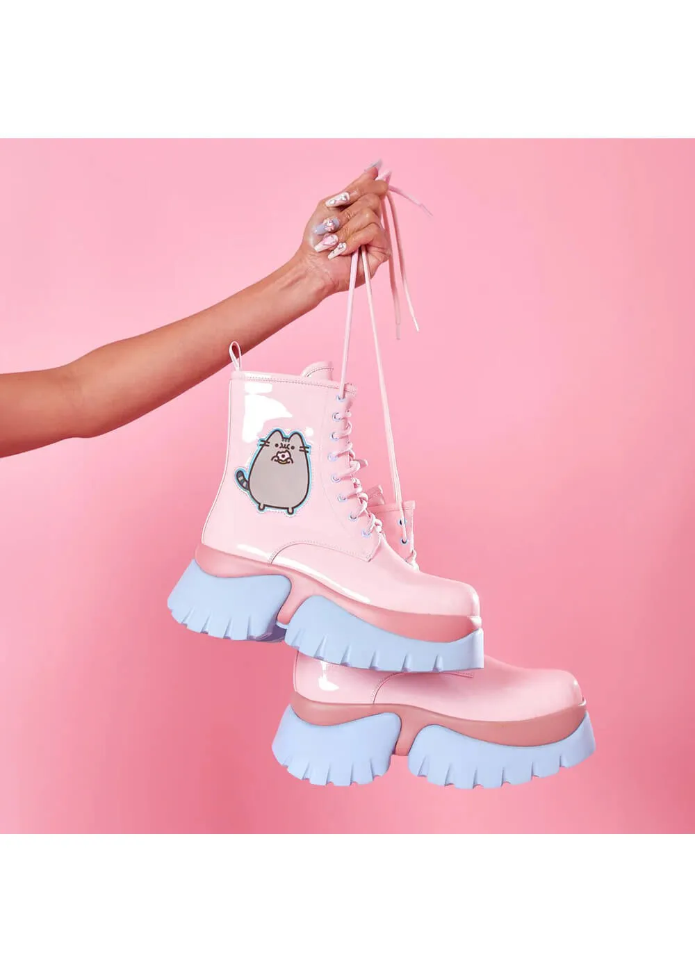 Koi x Pusheen Doghnuts Pastel Patent Boots Pink