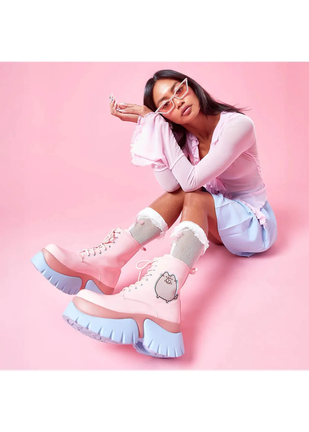 Koi x Pusheen Doghnuts Pastel Patent Boots Pink