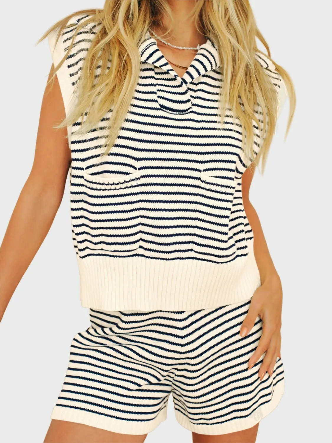 Kylee Cap Sleeve Top and Shorts Sweater Set