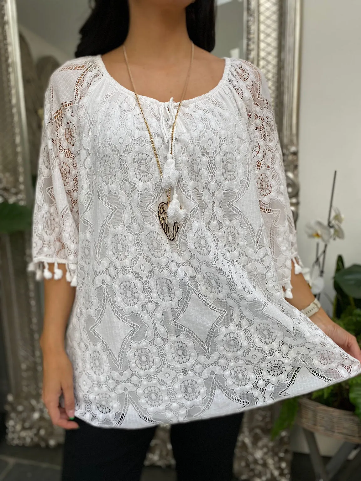 Lace Tassel Top Bennie