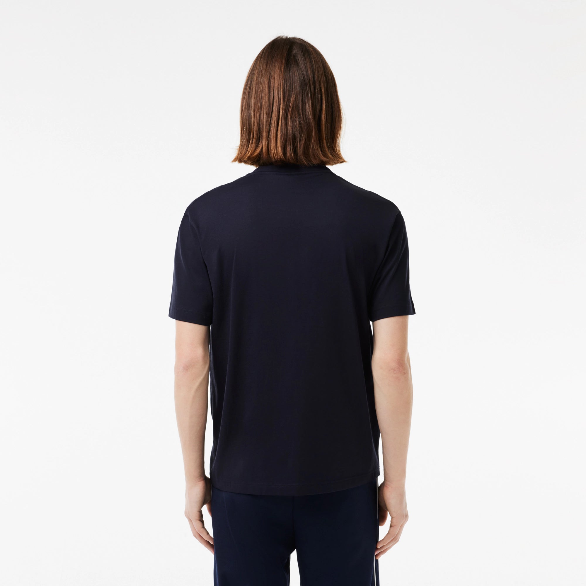 LACOSTE Men's Cotton Contrast Print & Badge T-shirt - Navy