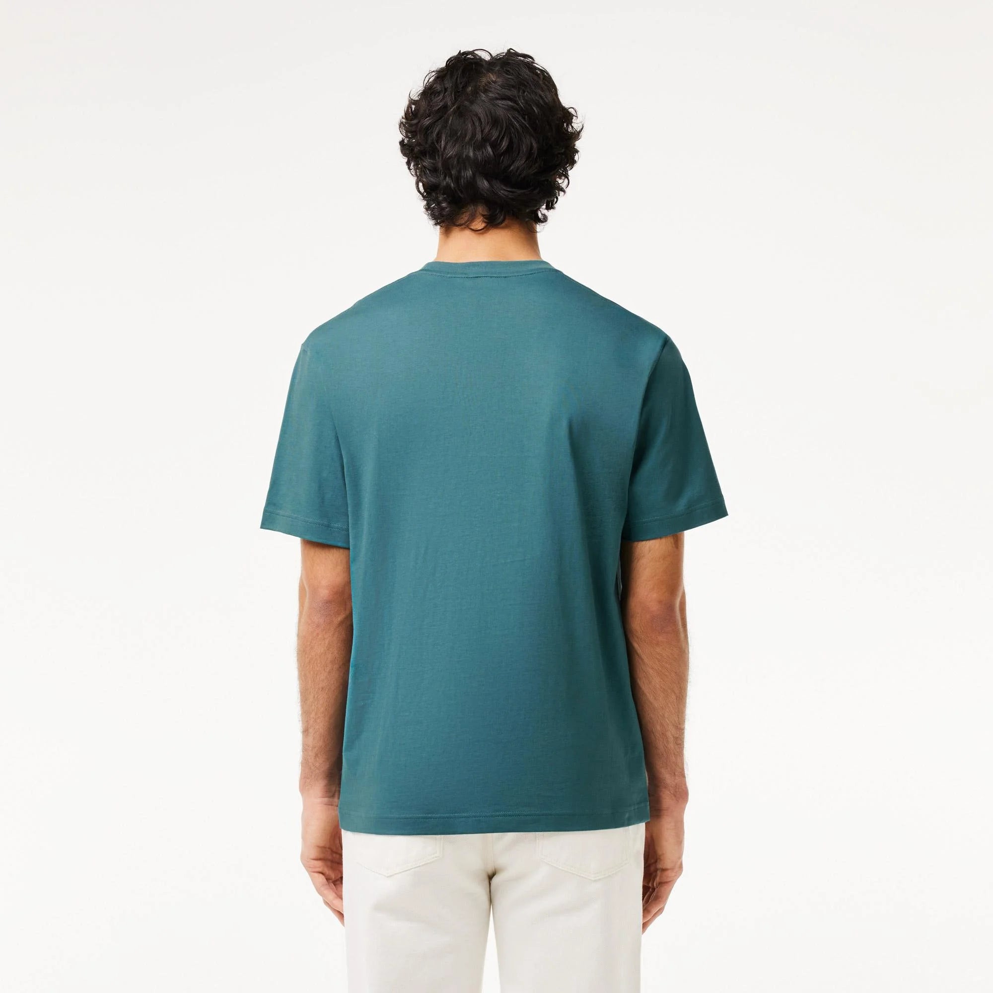 LACOSTE Men's Cotton Contrast Print & Badge T-shirt - Turquoise