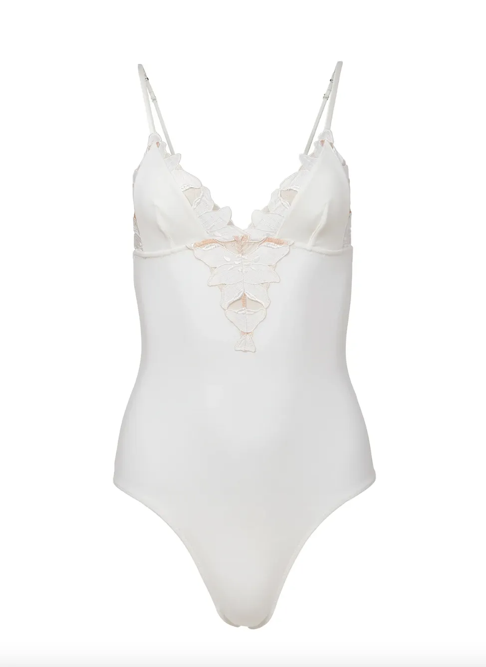 LILY EMBROIDERY V-NECK PLUNGE BODYSUIT