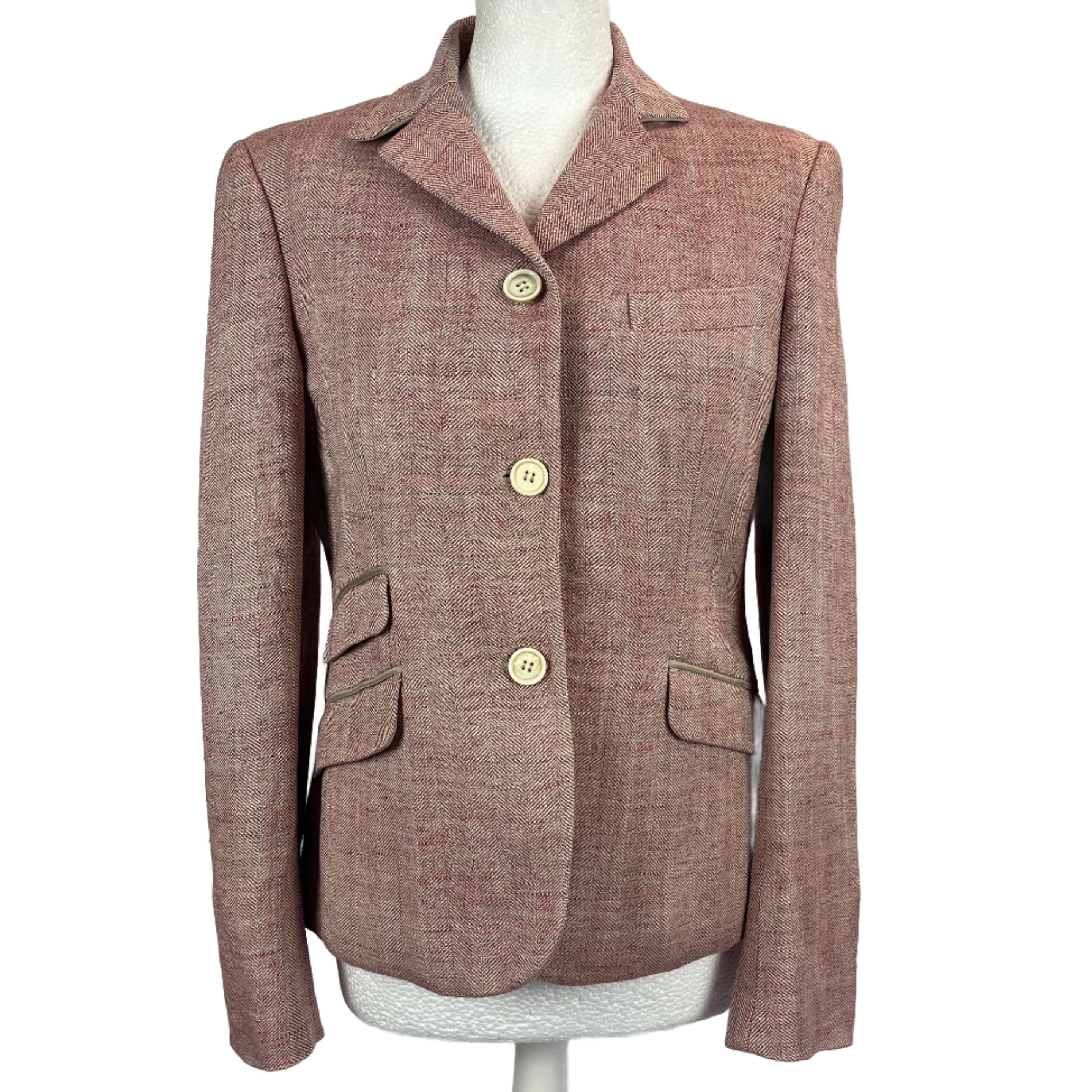 Loro Piana Pink Herringbone Linen &  Silk Jacket S