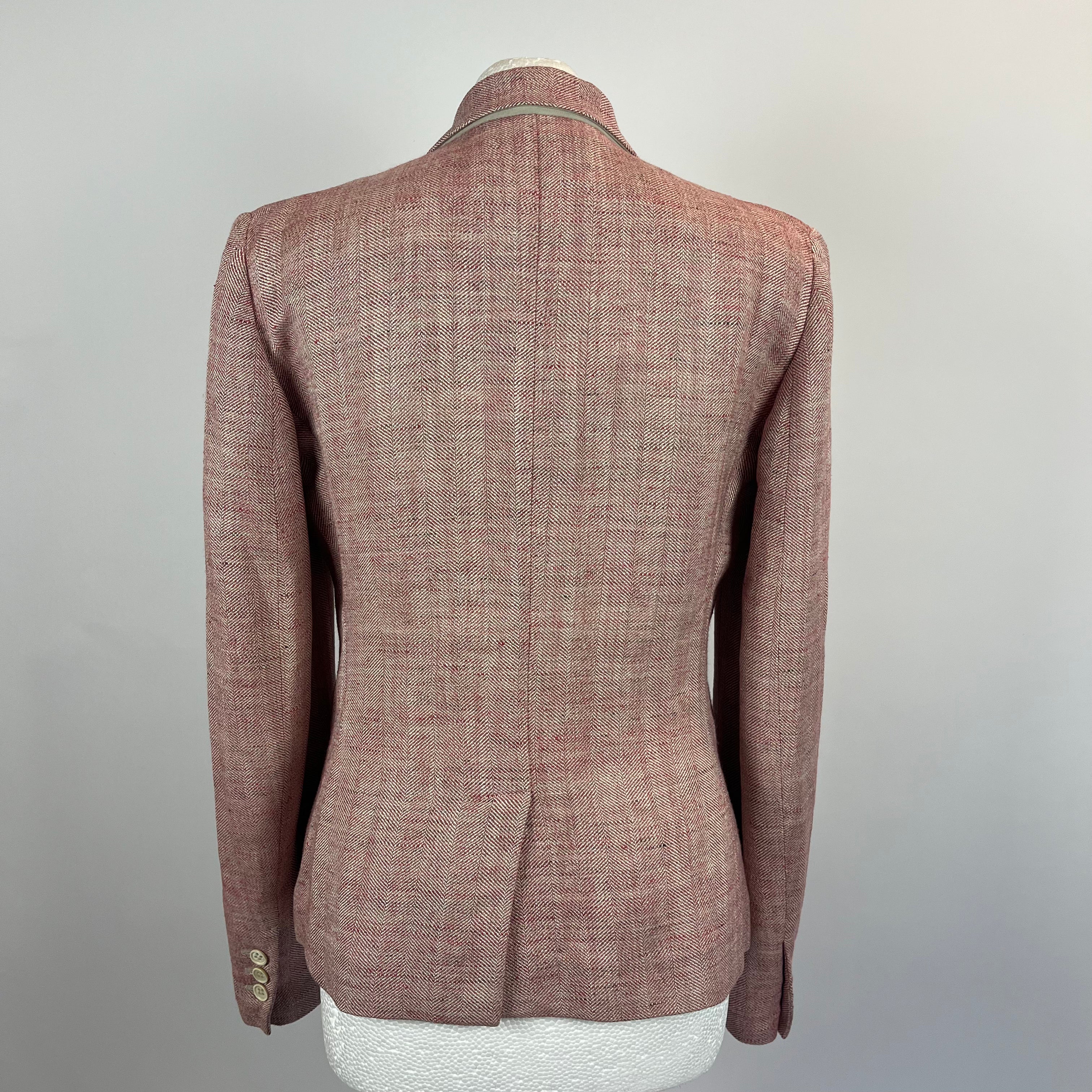 Loro Piana Pink Herringbone Linen &  Silk Jacket S