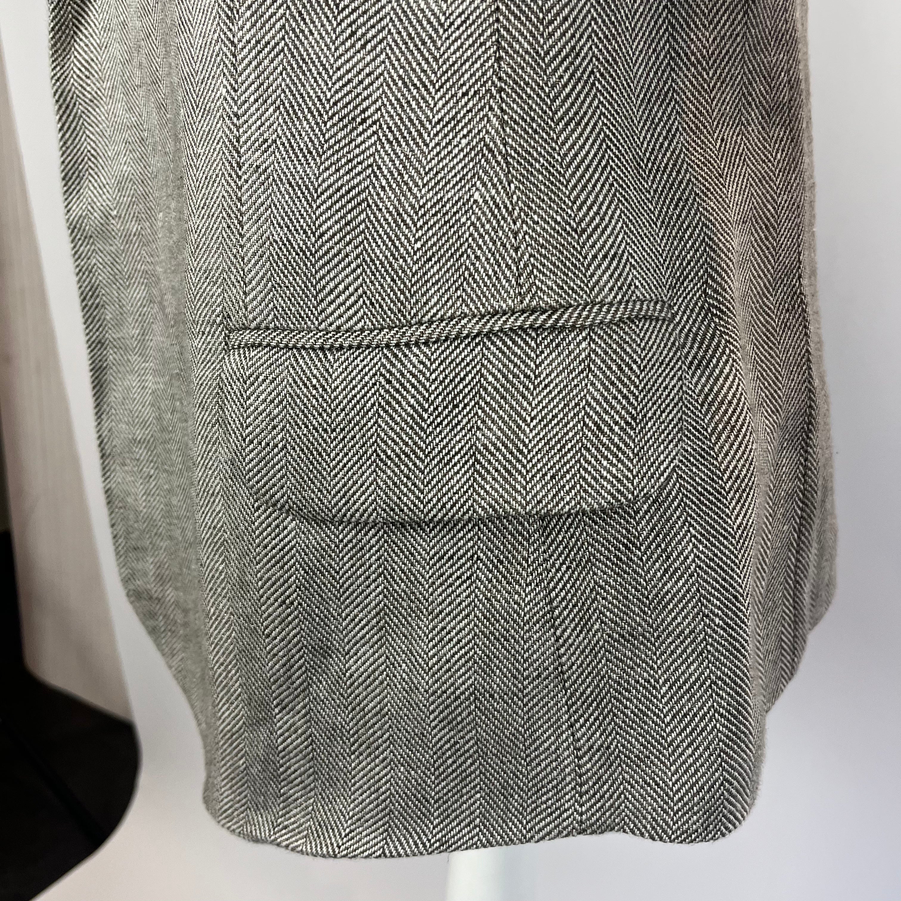 Loro Piana Taupe Herringbone Linen &  Silk Jacket S