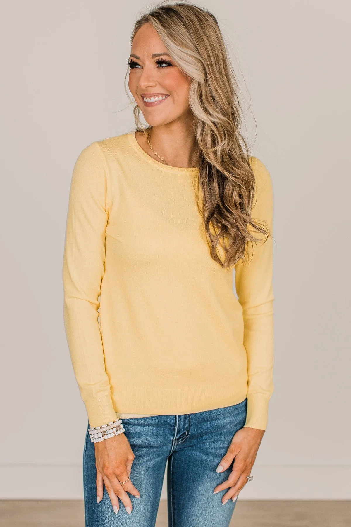 Lost In Your Love Knit Sweater- Light Yellow