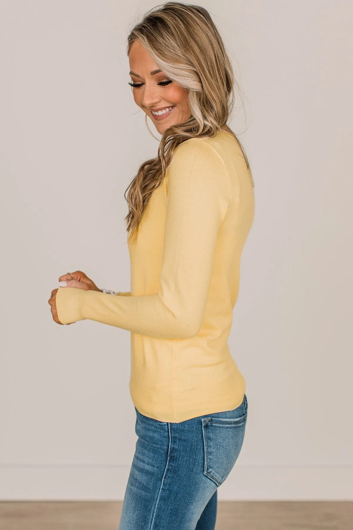 Lost In Your Love Knit Sweater- Light Yellow