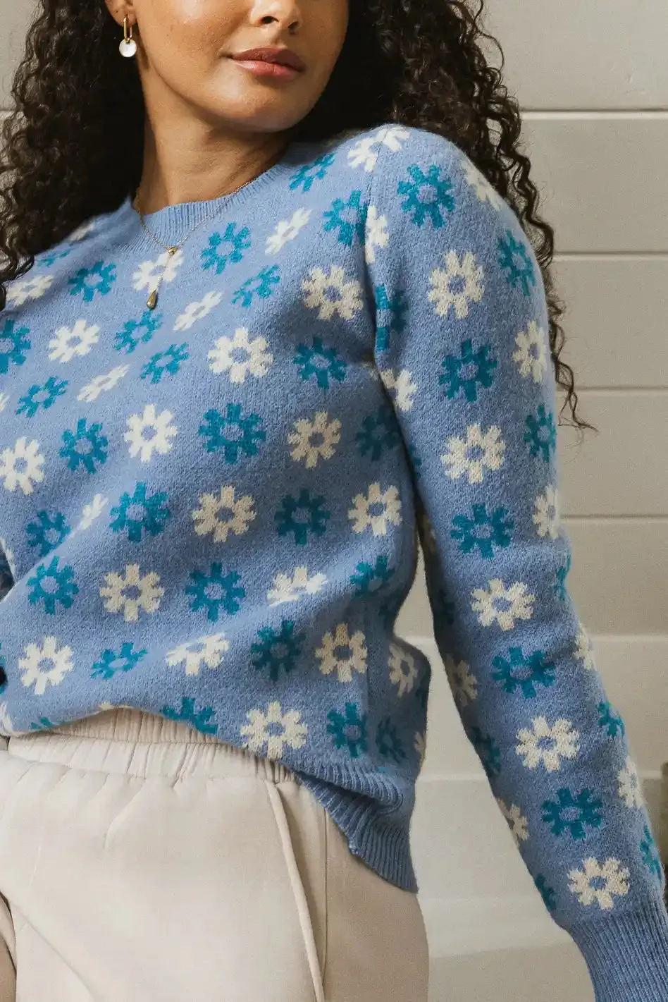 Lynnlee Floral Sweater in Blue