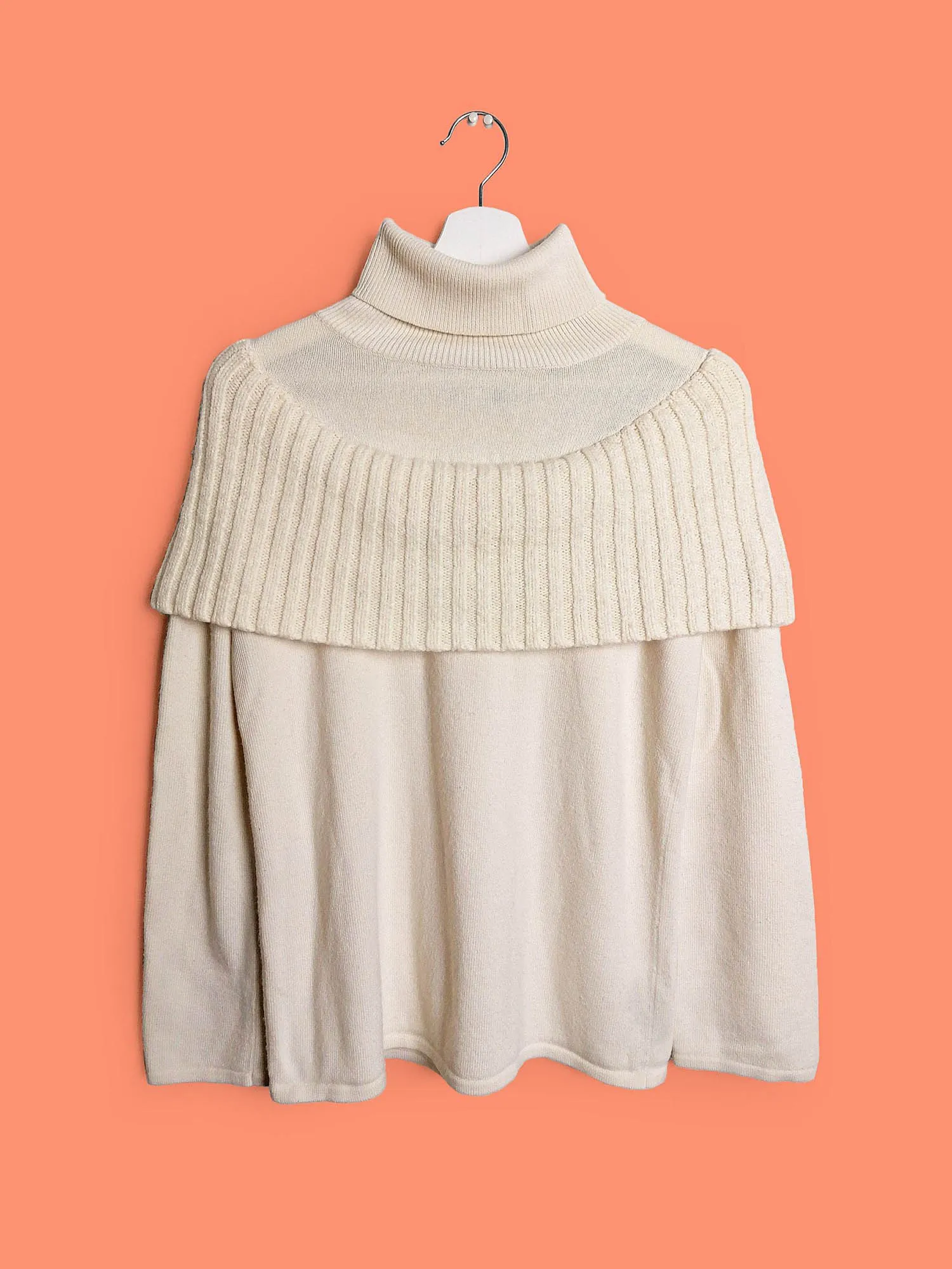 MANGO Y2K Faux Collar Turtleneck Sweater in White