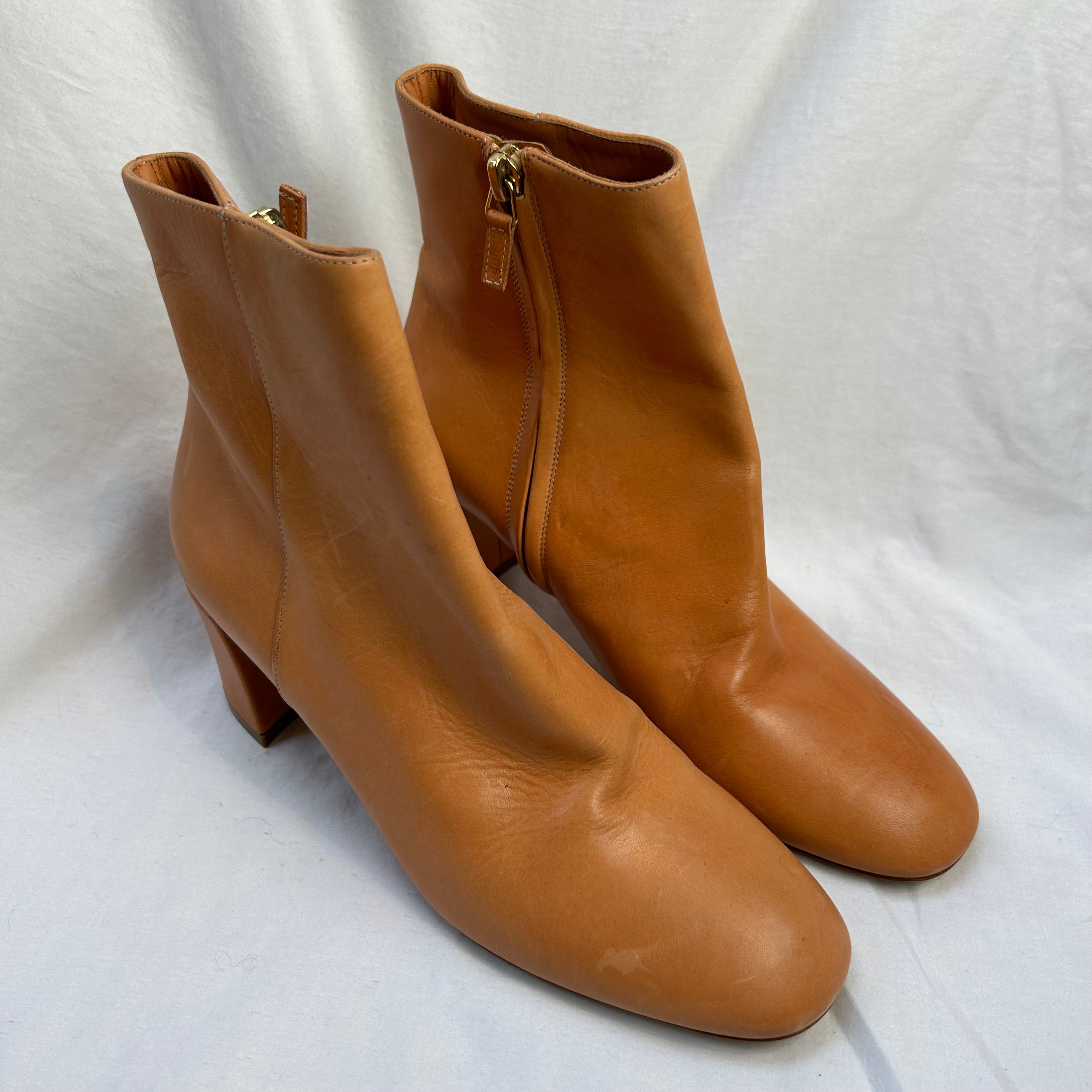 Mansur Gavriel Brand New 500 Camel Leather Ankle Boots 37.5