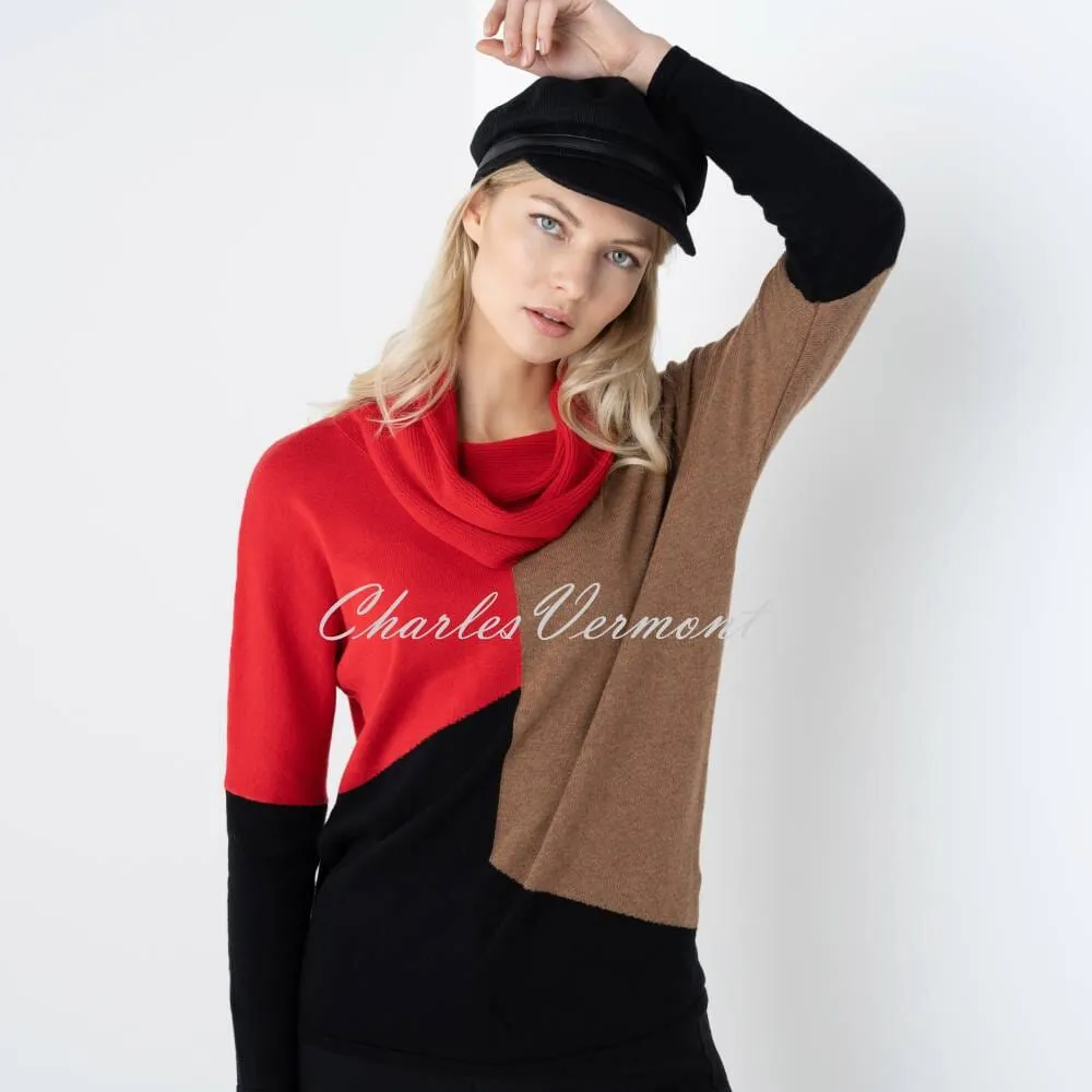 Marble Sweater - Style 6765-109 (Camel / Black / Red)