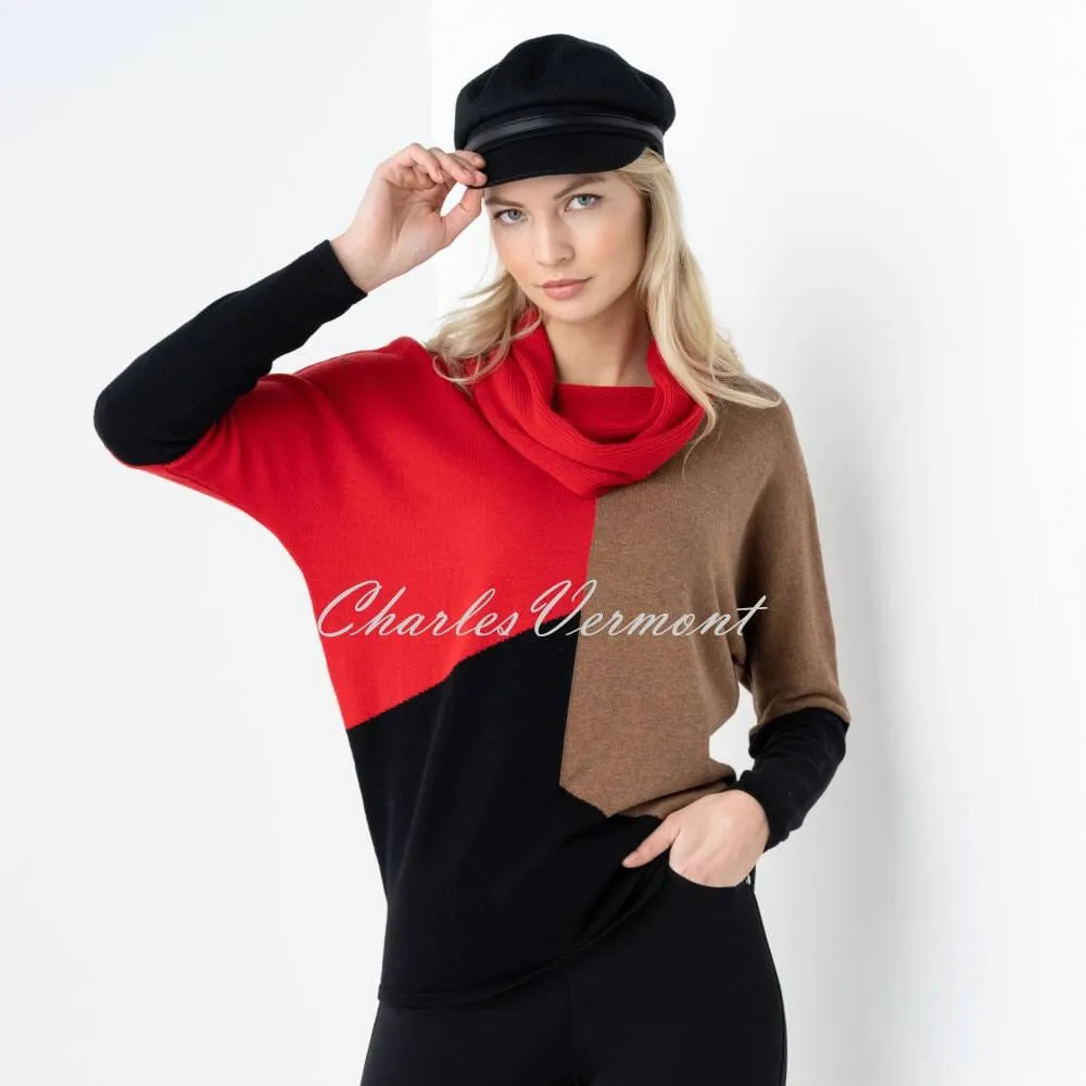 Marble Sweater - Style 6765-109 (Camel / Black / Red)