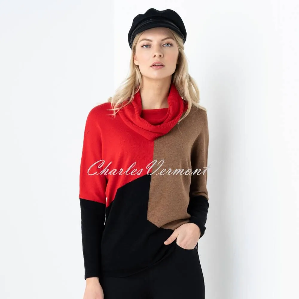 Marble Sweater - Style 6765-109 (Camel / Black / Red)