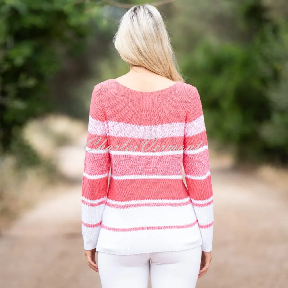 Marble Wide Neck Knit Sweater - Style 7445-135 (Watermelon / White)