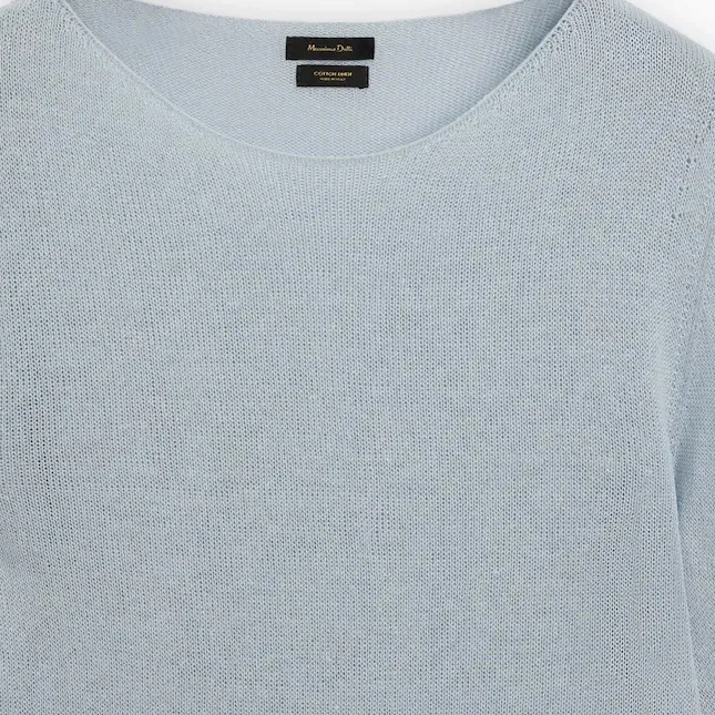 Massimo Dutti  |Linen blend boat neck knit sweater