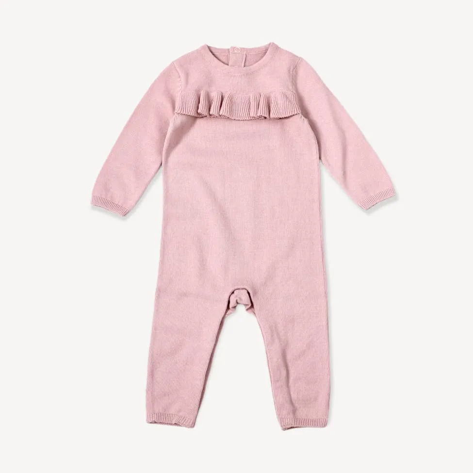 Milan Sweater Knit Ruffle Baby Jumpsuit (Organic Cotton)