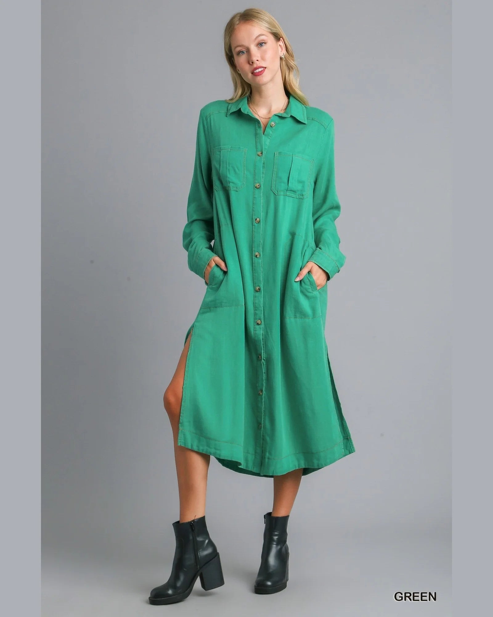 Mineral Wash Button Down Dress