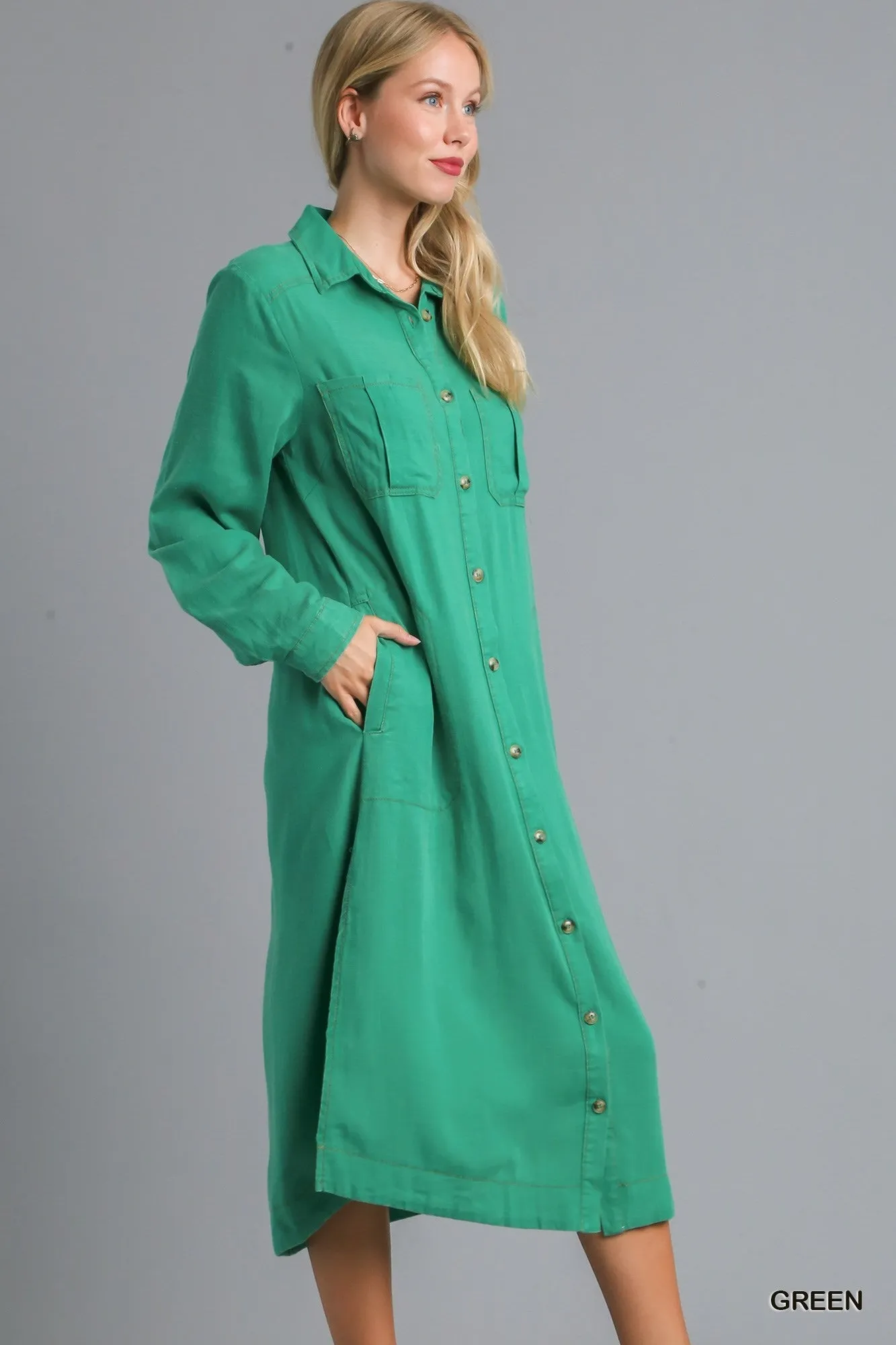 Mineral Wash Button Down Dress