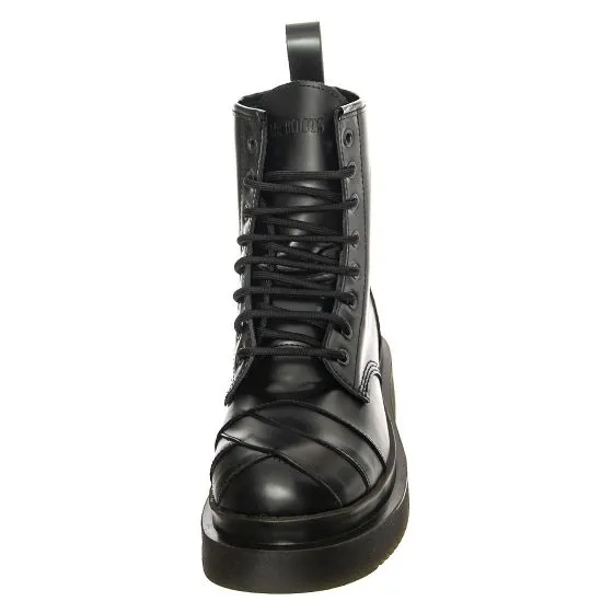 MR BOOTS Womens Stripe 08 Smooth Black Boots