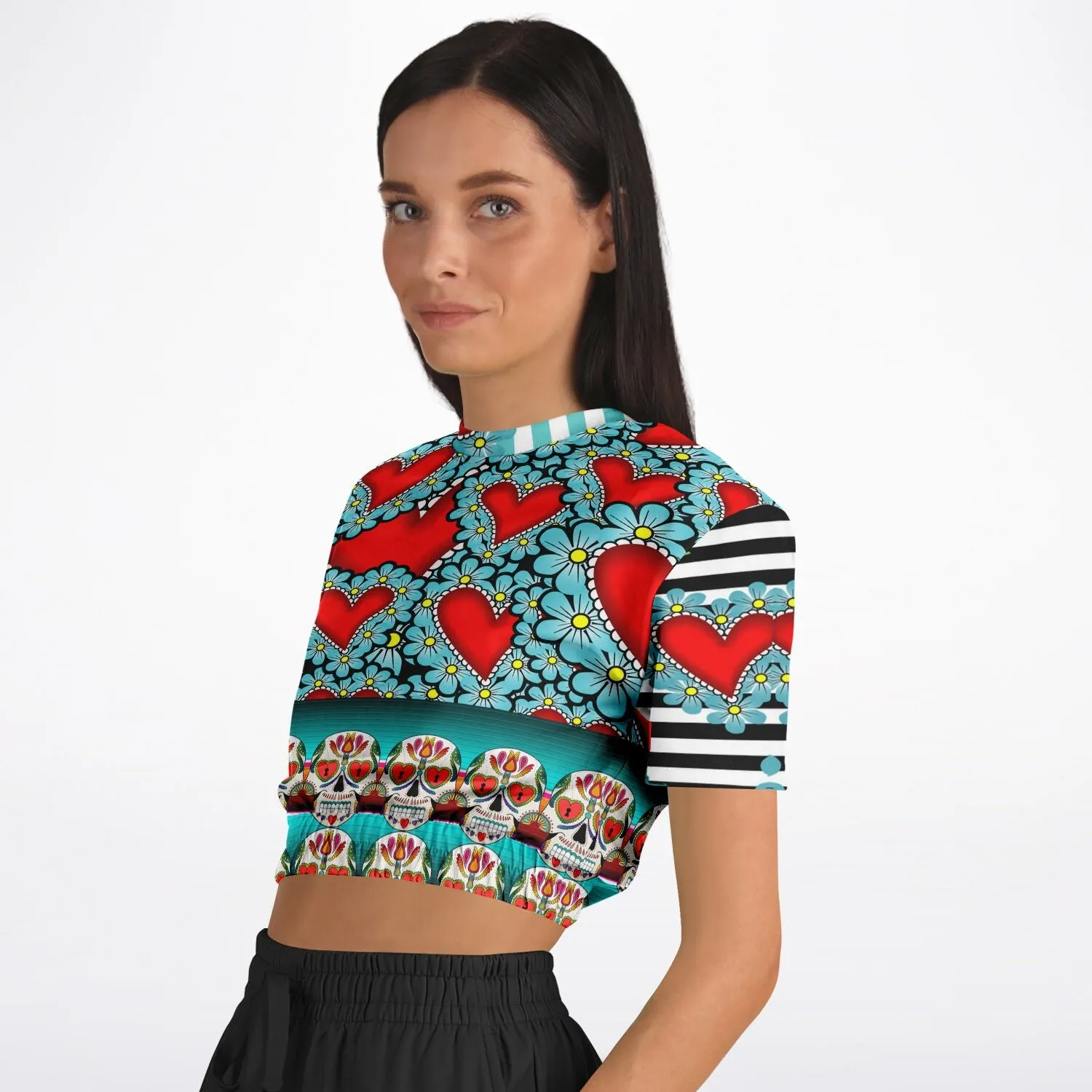 My Dios Short Sleeve Cropped Eco-Poly Sweater