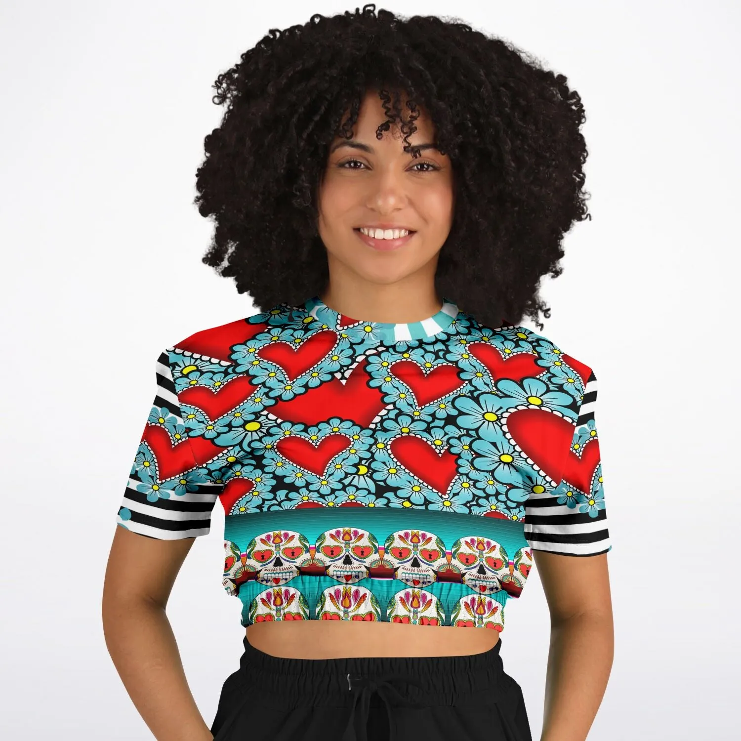 My Dios Short Sleeve Cropped Eco-Poly Sweater