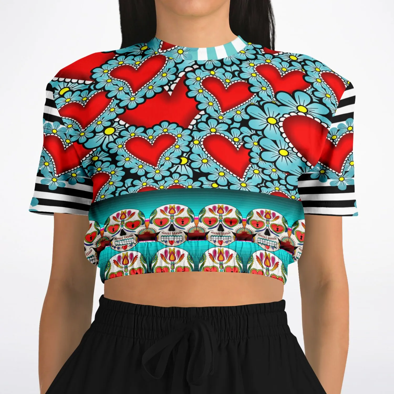 My Dios Short Sleeve Cropped Eco-Poly Sweater