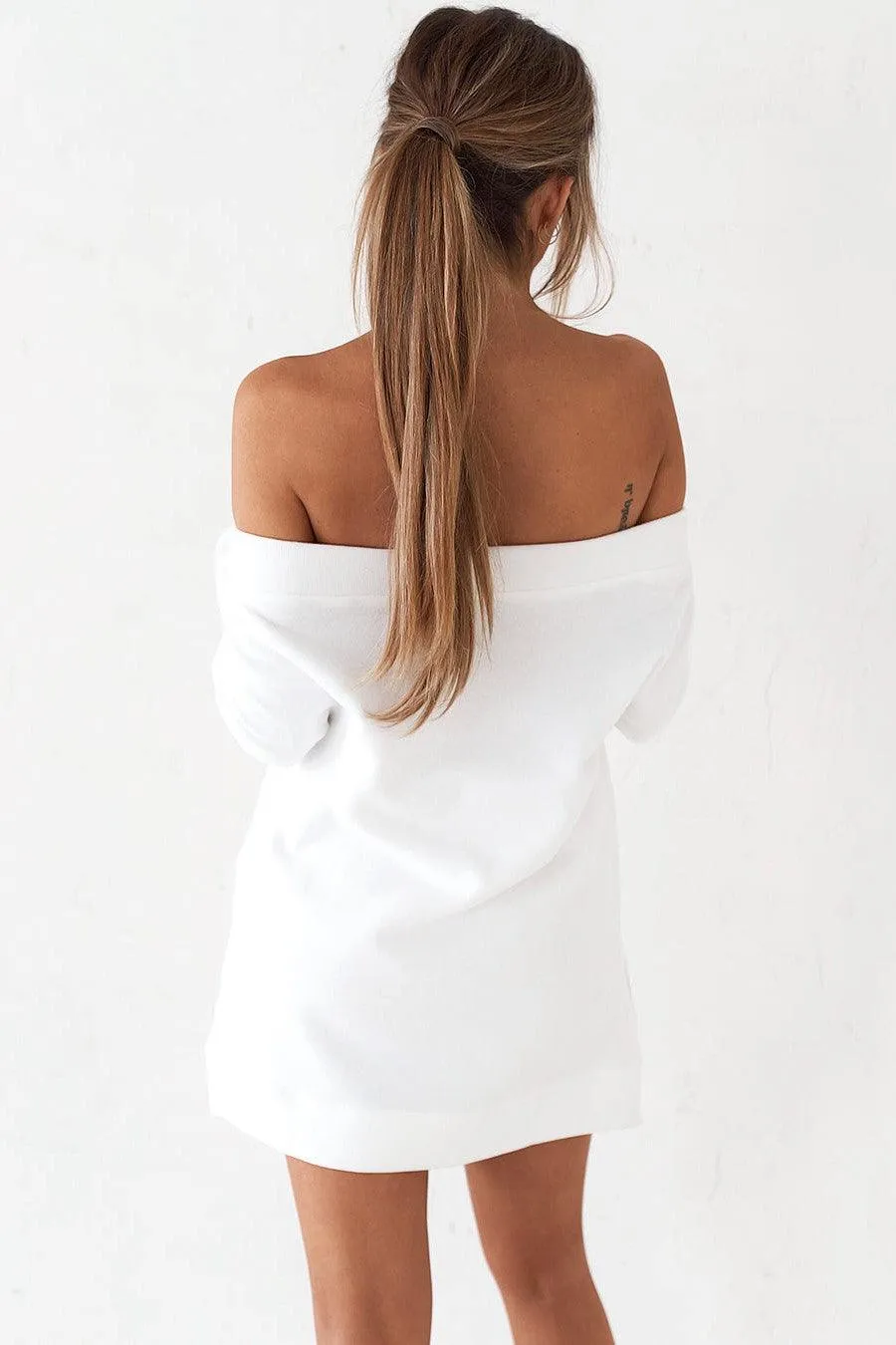 Off The Shoulder Mini Dress - White