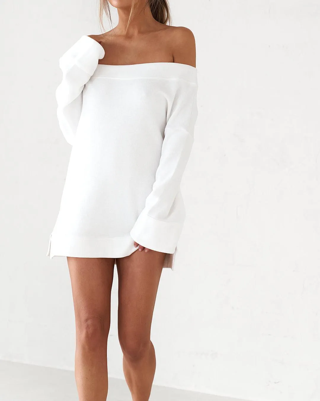 Off The Shoulder Mini Dress - White