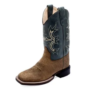 Old West Youth Brown & Blue Square Toe