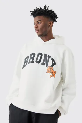 Oversized Bronx Varsity Hoodie | boohooMAN UK