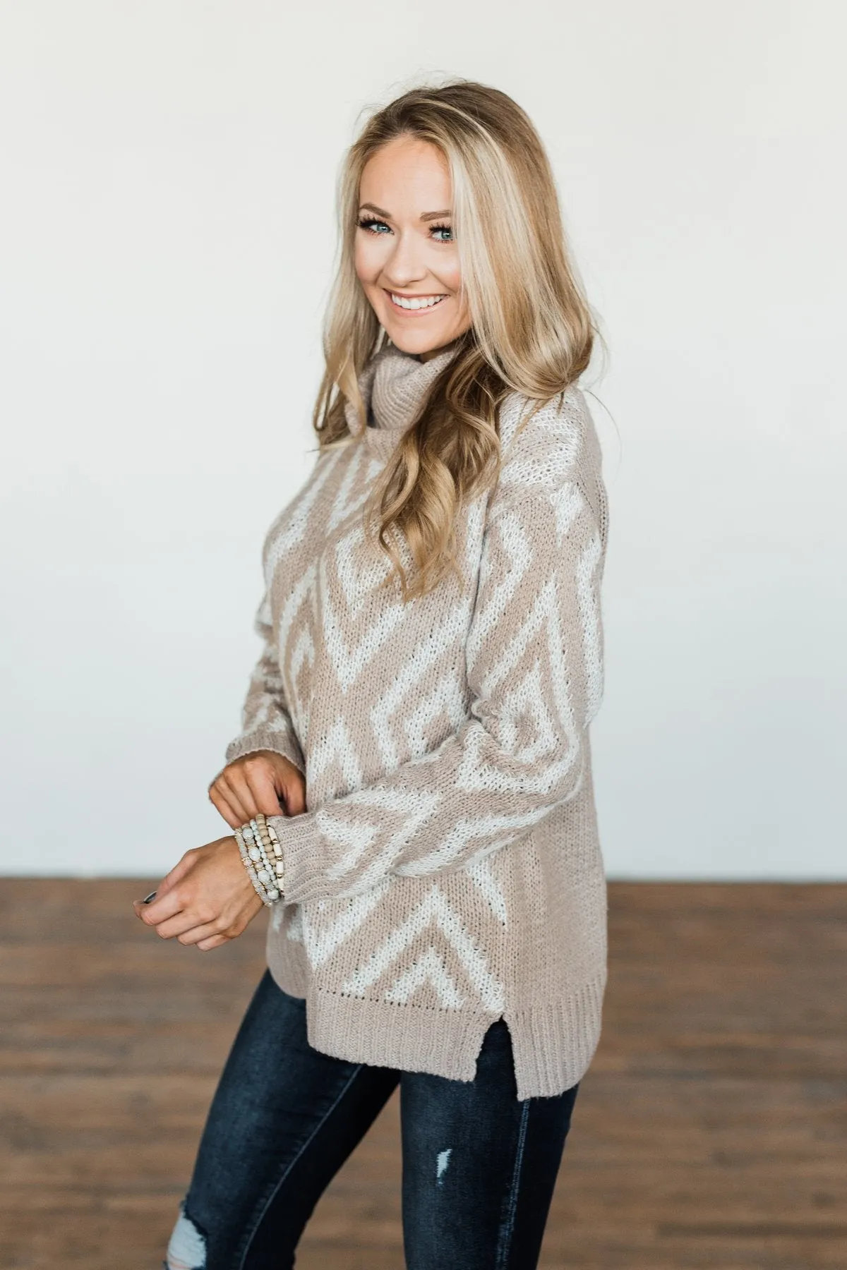 Peace Of Mind Slouchy Turtle Neck Sweater- Oatmeal