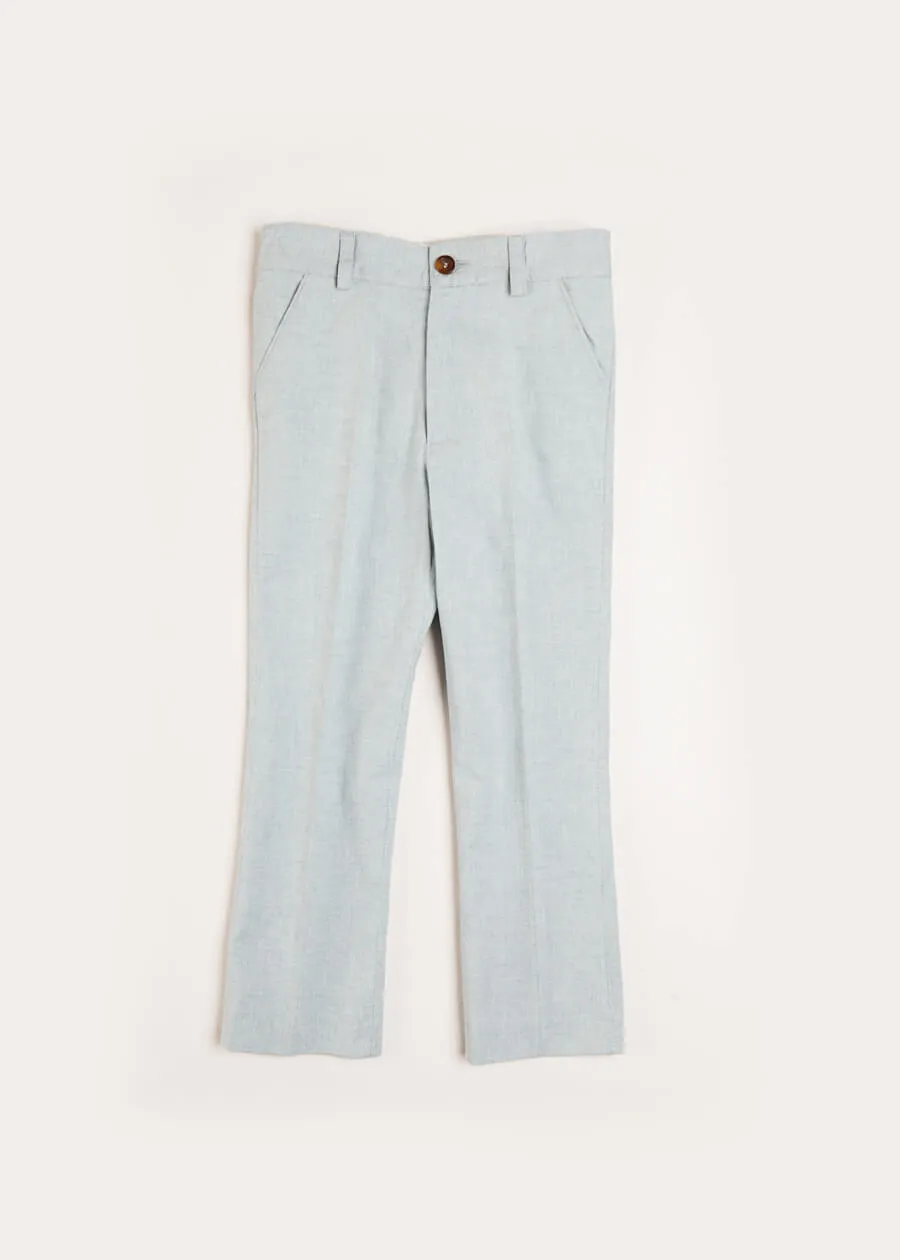 Plain Light Linen Suit Trousers in Blue (4-10yrs)