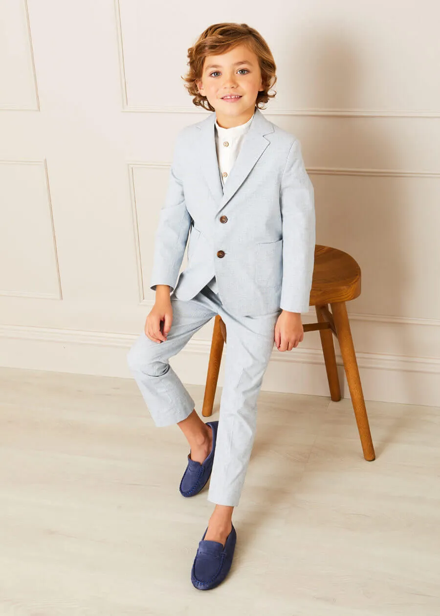 Plain Light Linen Suit Trousers in Blue (4-10yrs)