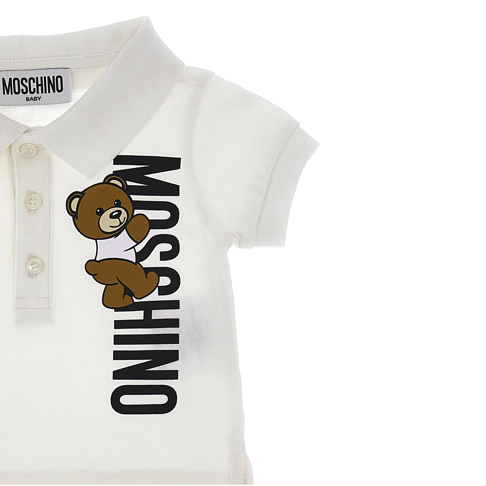 Playera polo para bebé blanca Moschino