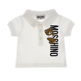 Playera polo para bebé blanca Moschino