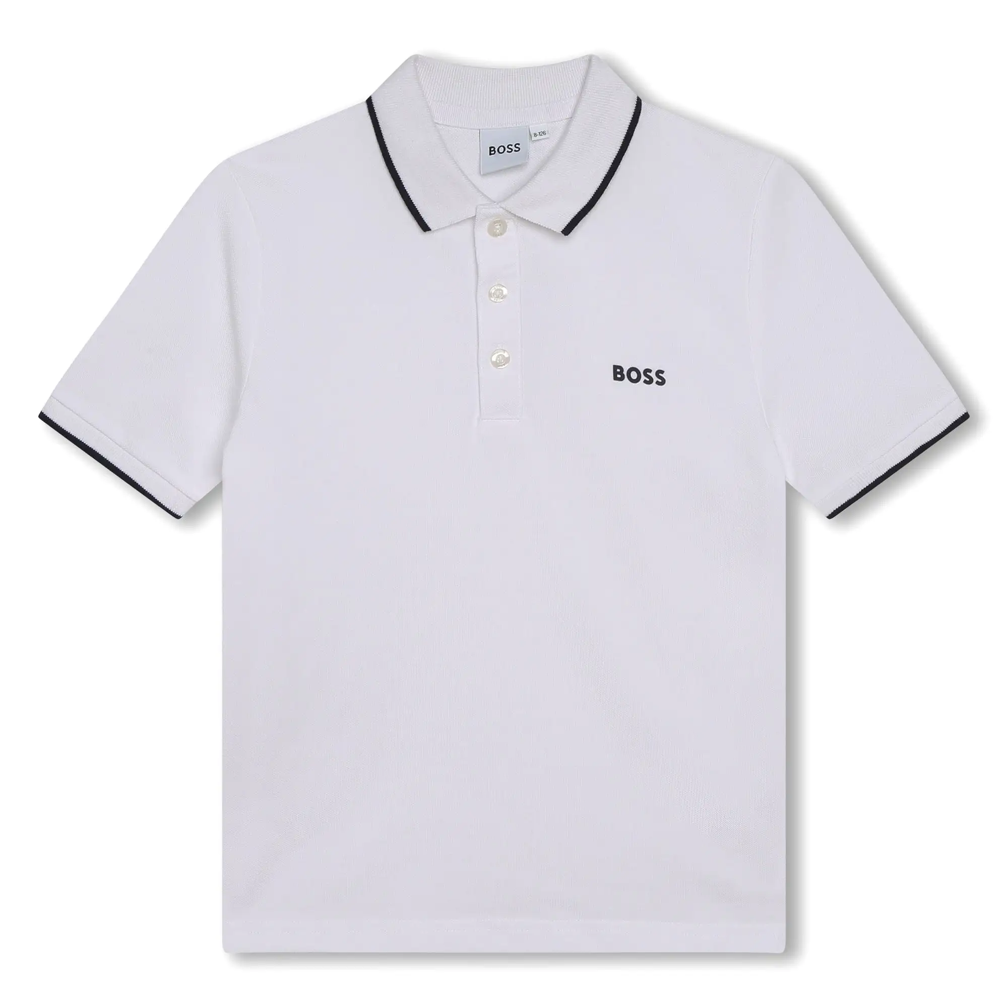 Playera Polo para nios y adolescentes blanca Boss