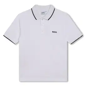 Playera Polo para nios y adolescentes blanca Boss