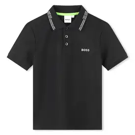 Playera Polo para nios y adolescentes negra Boss