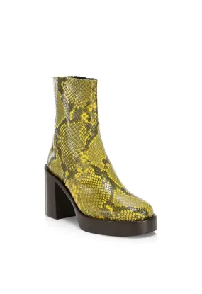 Raid Snakeskin-Embossed Leather Platform Ankle Boots