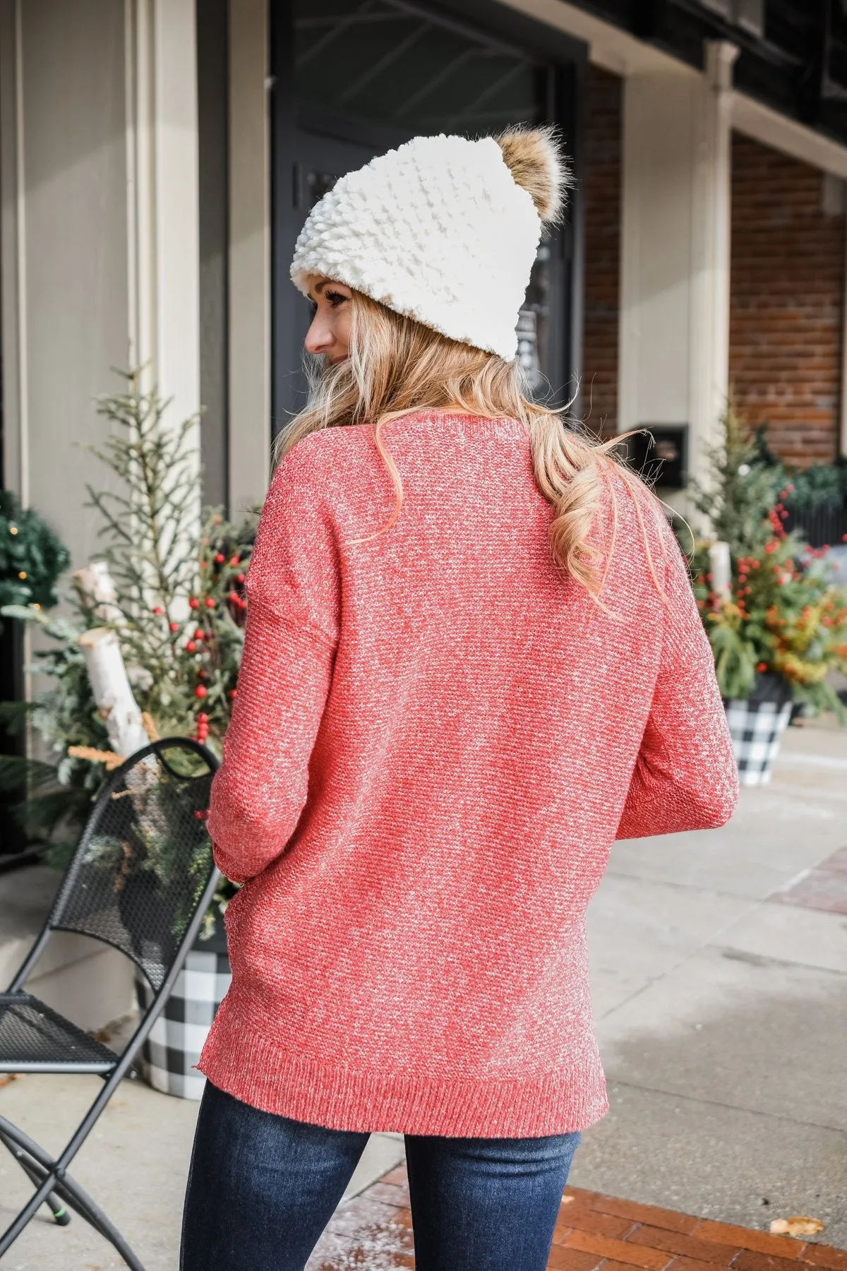 Reaching Out To You Knit Sweater- Holiday Red