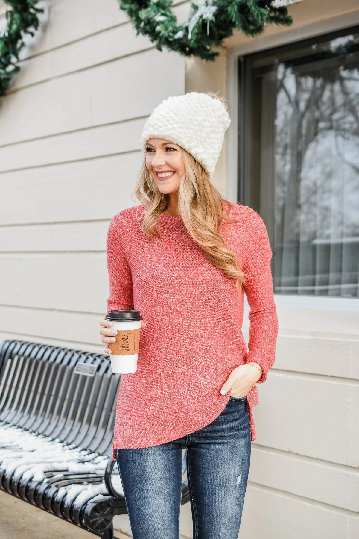 Reaching Out To You Knit Sweater- Holiday Red