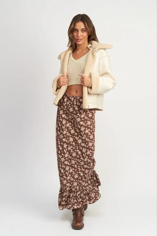 Reversible Long-Sleeved Fur Cropped Jacket