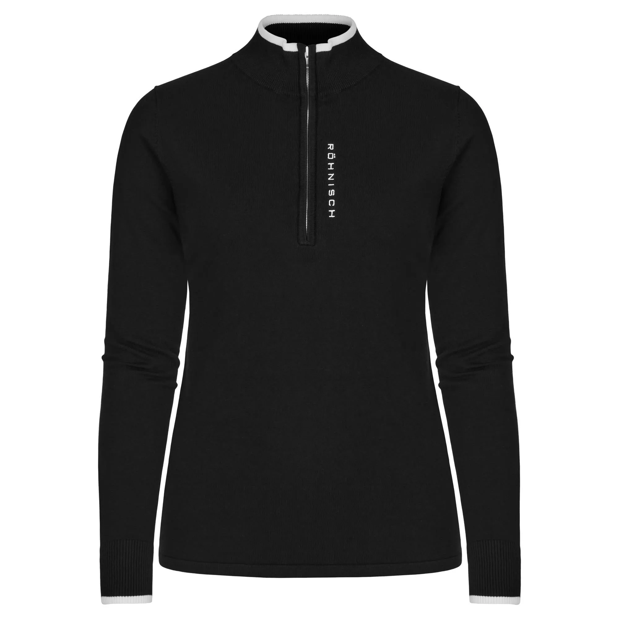 Rohnisch Knitted Half Zip Ladies Golf Sweater Black