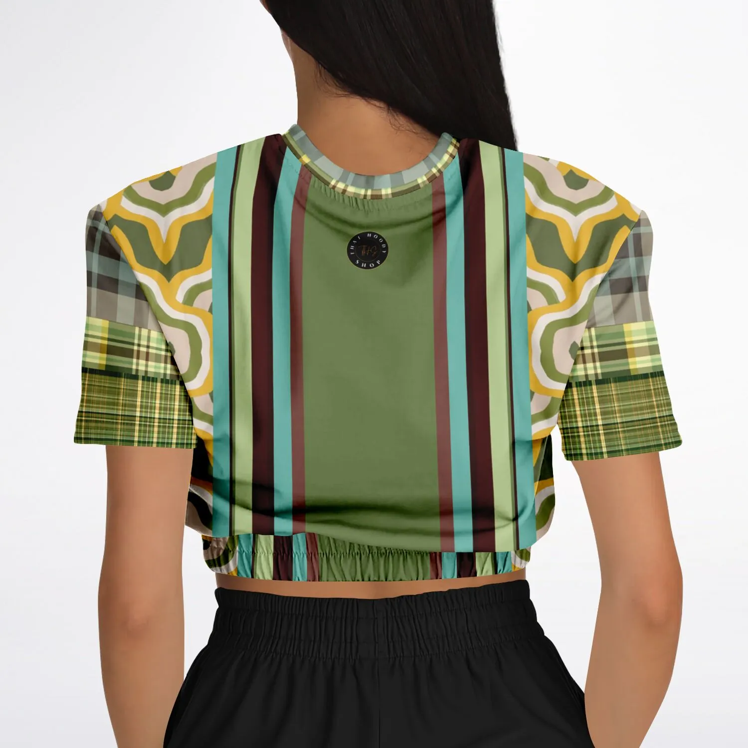 Rolling Green Short Sleeve Cropped Eco-Poly Sweater