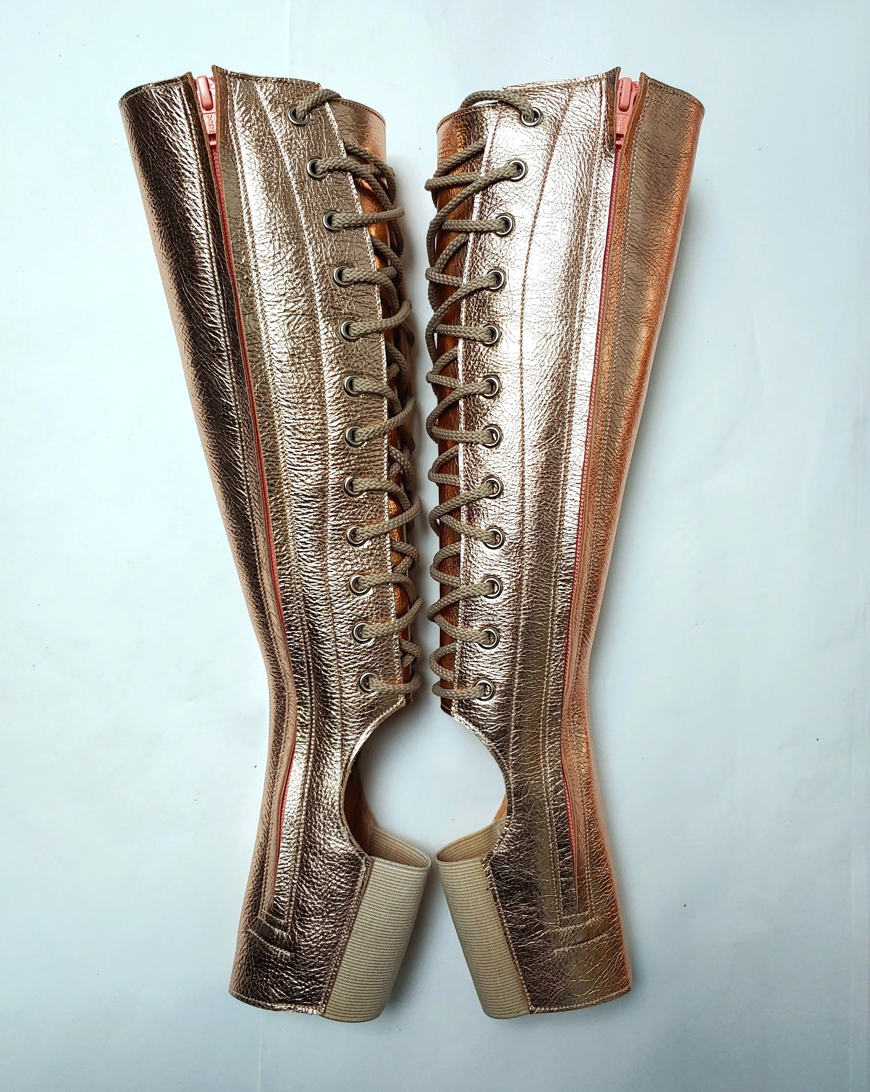 Rose Gold Aerial Boots w/ inside ZIP w/ Suede Grip option