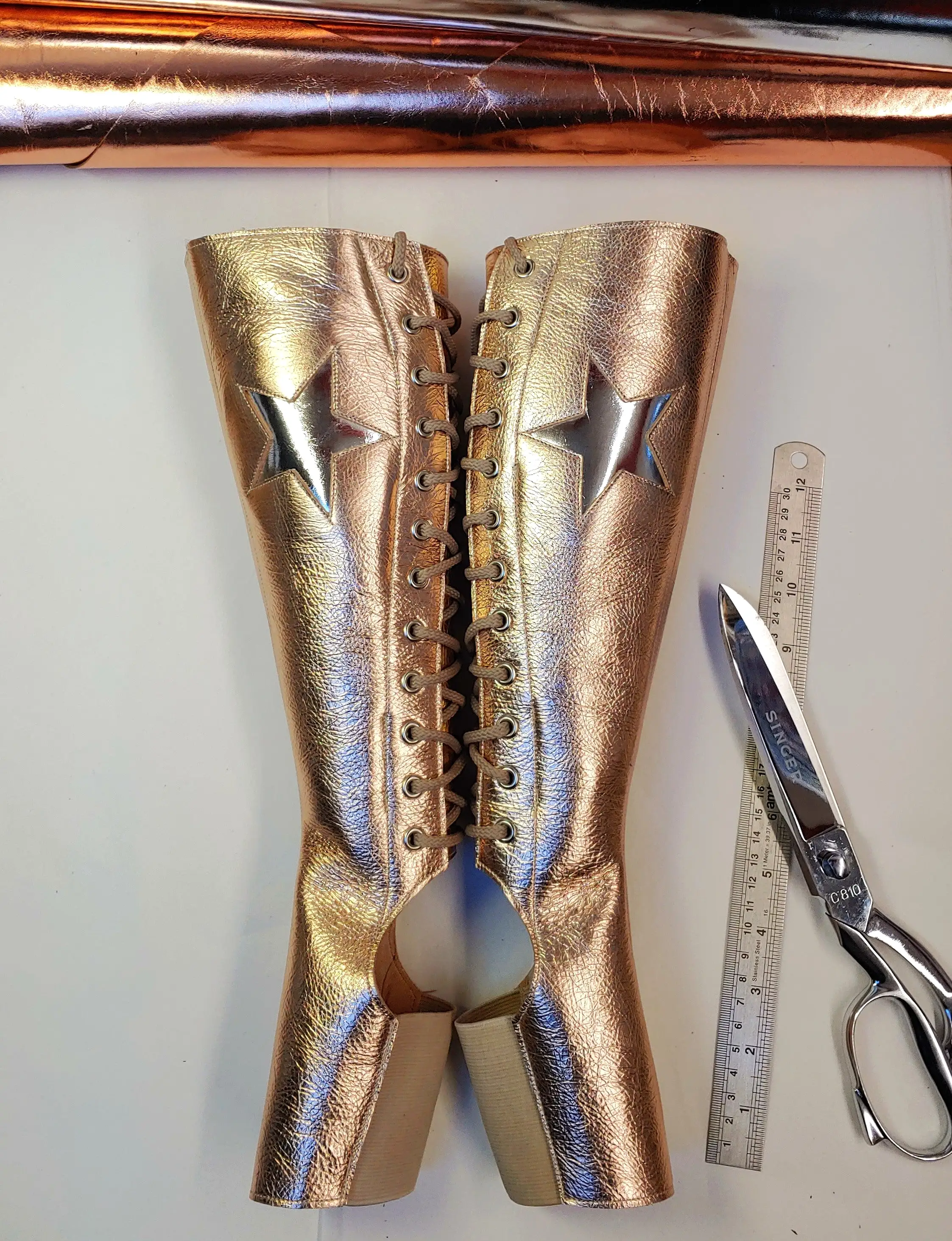 Rose Gold Aerial boots w/ Silver Star + inside Zip