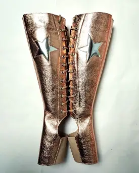 Rose Gold Aerial boots w/ Silver Star + inside Zip