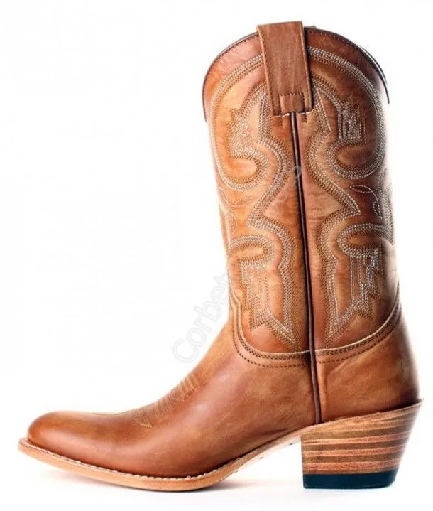 Sendra Boots ladies mid calf beige leather cowboy boots