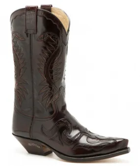 Sendra boots men's burgundy printed crocodile cowboy boots